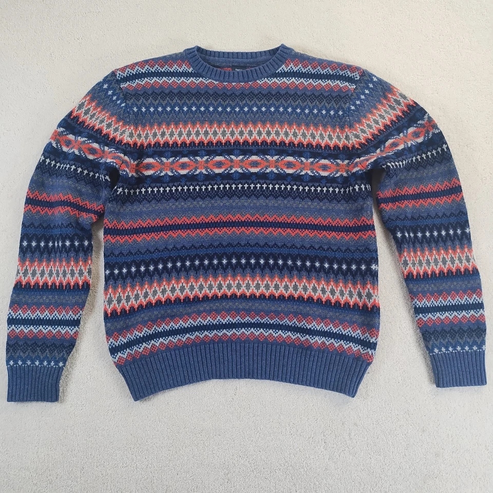 Suéter Gap Niños Cuello Redondo Fair Isle Talla XXL 14-16 Azul Rosa Algodón Lana ¡Suave!  Foto 2 de 4