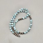 Dominican Larimar Sterling Navajo Bench Bead Necklace Southwest Native Squash... — photo 9