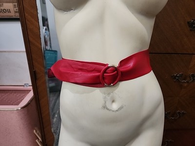 1980s Red Leather Womens Christian Dior Belt 30005 Size 