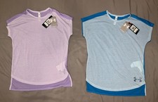 NWT Lot of 2 Girls Under Armour Tops SZ YLG THREADBORNE HEATGEAR Purple Blue