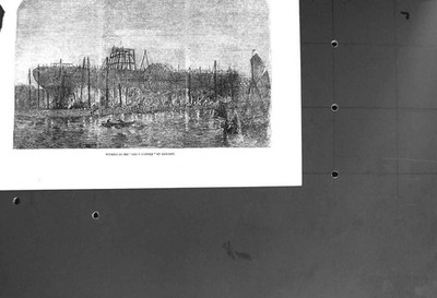 Original alter antiker Druck 1857 Szene funktionstüchtig tolles Ostschiff Gaslicht 19.