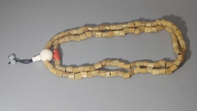 Rare Tibet 108P Vintage Old Buddhist Eagle Bone Coral Mala Prayer Beads Amulet