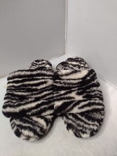 UGG Women's Fluff Yeah Sling Back Slide Zebra Slippers 10 Black White MM