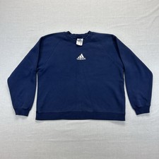 Vintage Adidas Crewneck Sweatshirt Men's Large Blue Embroidered Logo Long Sleeve