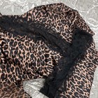 Victoria's Secret Leopard Print Satin Kimono Robe Lace Trim Tie Belt M/L — photo 7