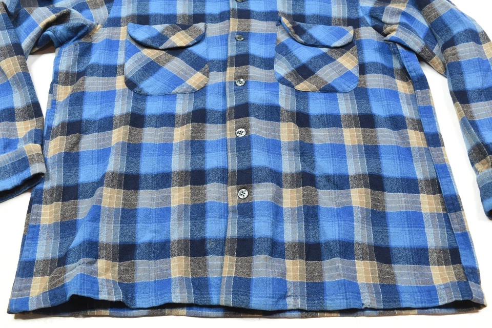 Vintage Pendleton Flannel Shirt Mens Large Blue Plaid Wool Long Sleeve Button-Up - Image 4 of 4