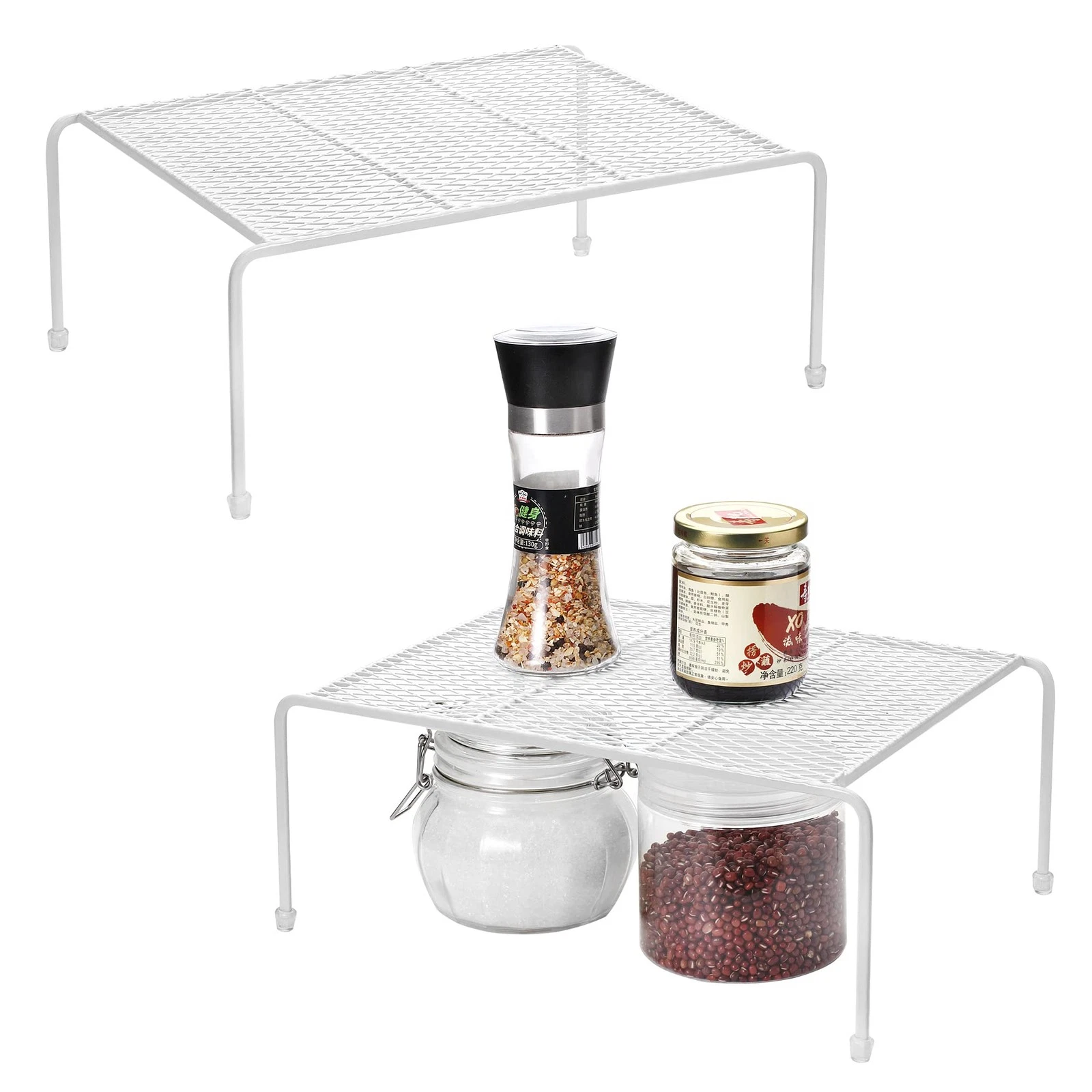 Kitchen Cupboard Organiser - Home Storage Shelf Wire Rack (2-Pack) for Cabine...