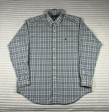 Vintage Polo Ralph Lauren Blake Mens L Blue Plaid Cotton Button Down Shirt 90s