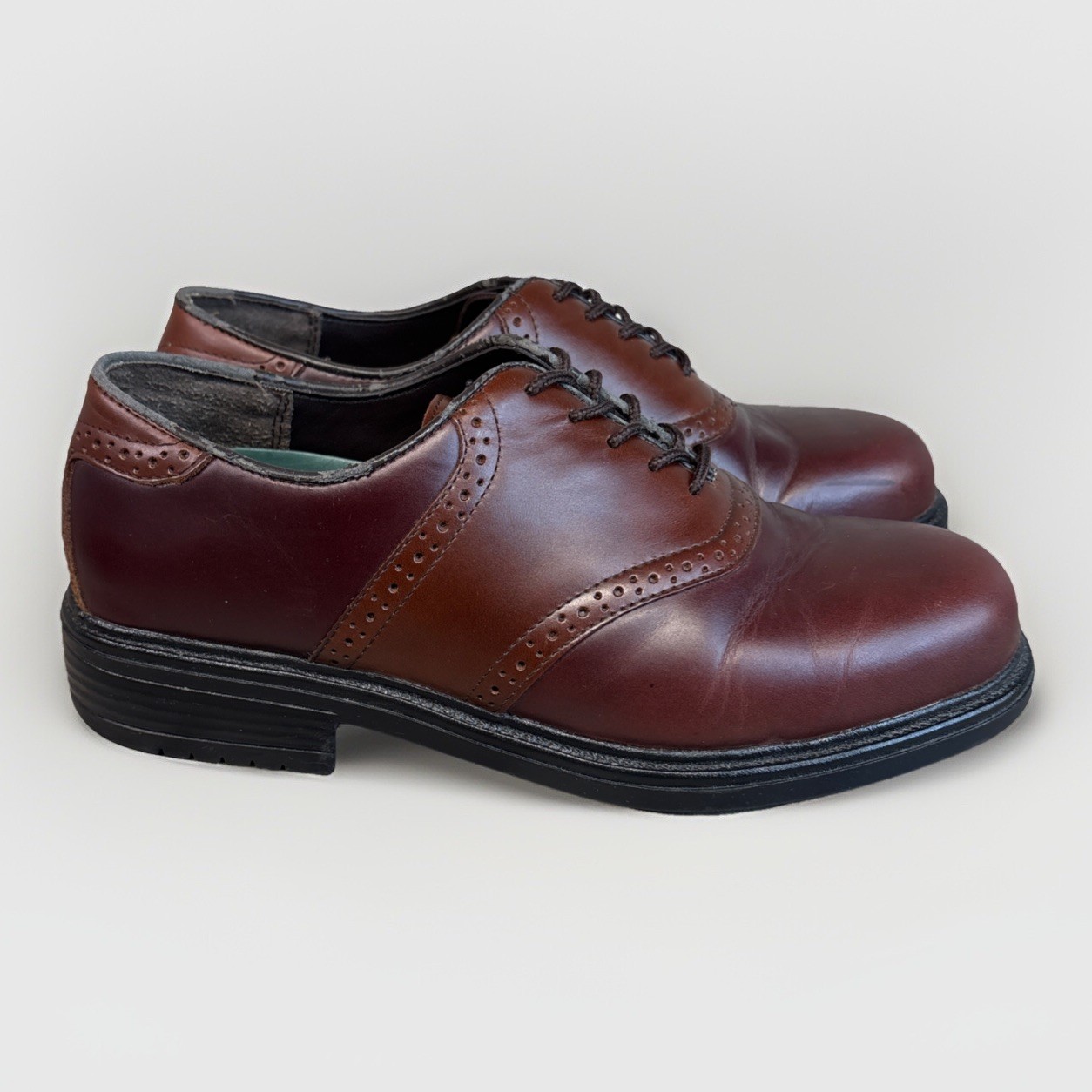 SAOLA Scarpe da sella Nunn Bush marroni stringate bicolore da uomo taglia 9 5 M #81129 51