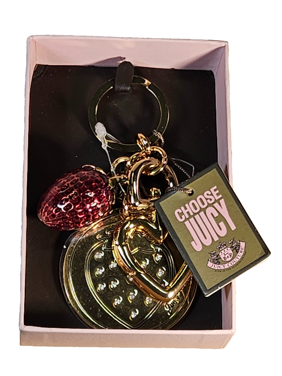 Vintage Juicy Couture Strawberry Charm Keychain - Rare 3D Enamel