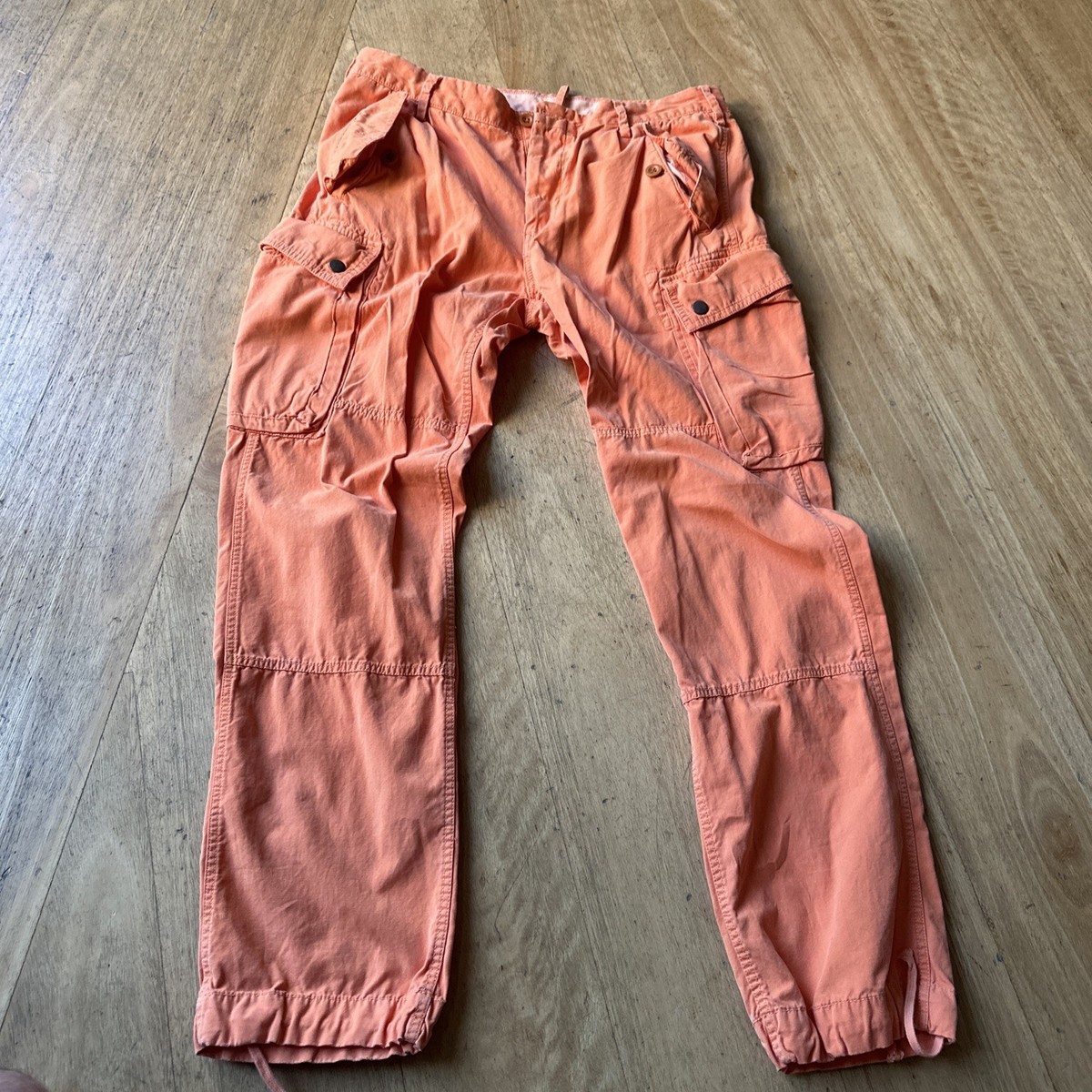 90s Vintage Polo Ralph Lauren Military Cargo Pants Orange Mens