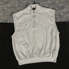 Greg Norman knit sweater Vest Gray Mens XL Golf Zip Sleeveless lined extra large