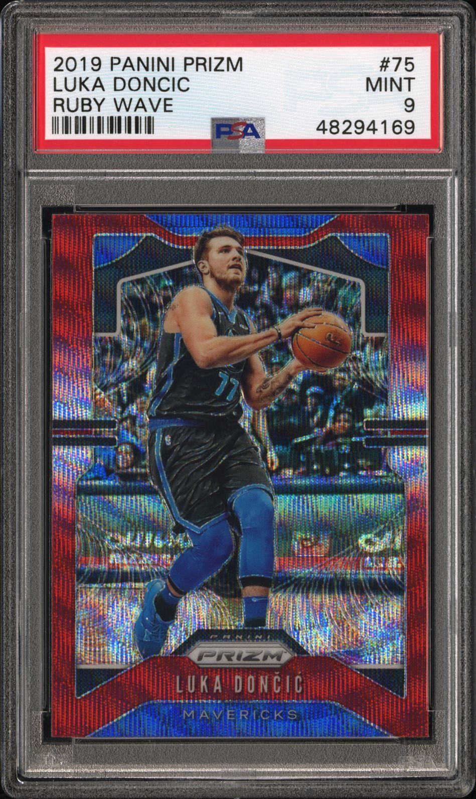 2019 PANINI PRIZM #75 LUKA DONCIC RUBY WAVE PSA 9