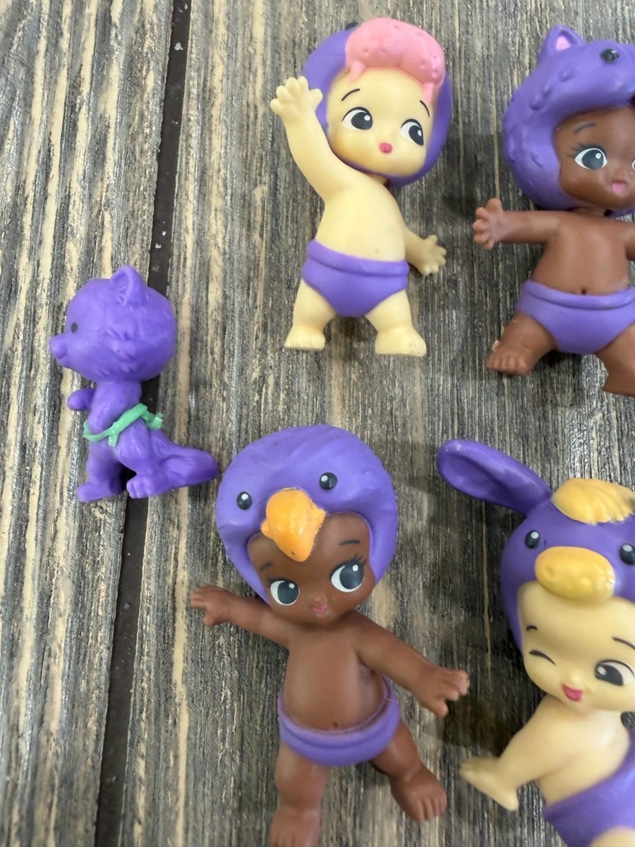 Moose Toys Twozies Babies Figurines Set Of 6 Purple Animal Hat