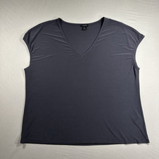 Halogen Women's XL Dark Gray Sleeveless V-Neck Knit Tank Top Made In USA