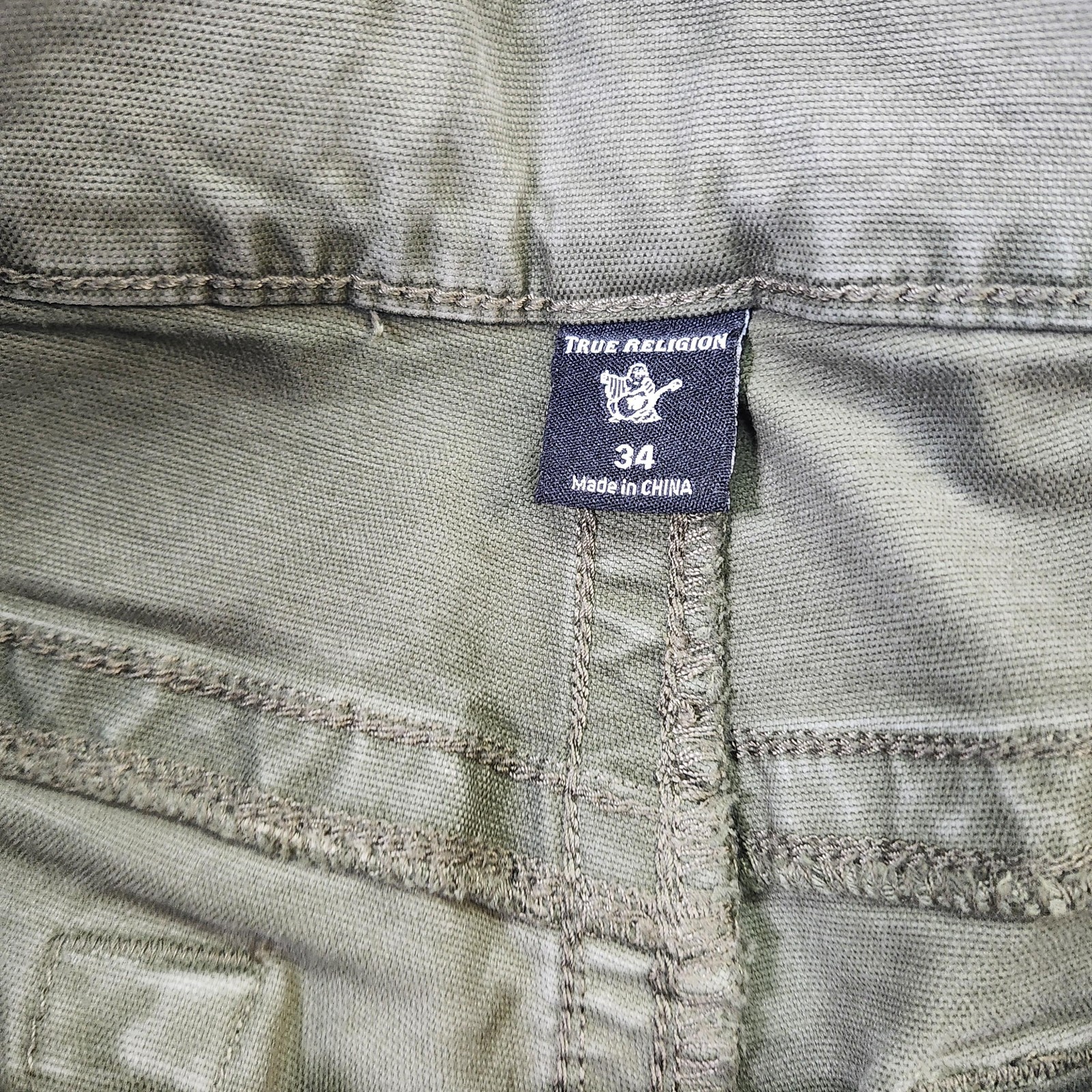 True Religion Geno Jeans Mens 34x32 Green Medium Wash Relaxed Straight Denim thumbnail 5