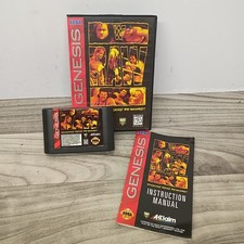 WWF RAW (Sega Genesis, 1994) With Manual Tested & Working