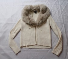 Art Class Girls' Long Sleeve Faux Fur Collar Sweater AC2 Ivory Medium 7/8 