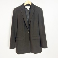Vintage Jones New York Dark Brown Wool Blend Blazer Jacket Size 6 Women's