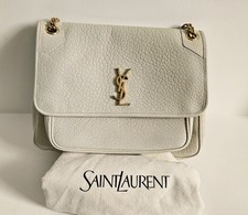 YSL Saint Laurent Large Niki Grained Cream Leather Chain  Bag RRP £2890