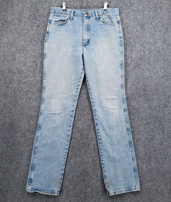 Wrangler Slim Fit Cowboy Cut Jeans Mens 33x36 Straight Leg Light Wash Denim