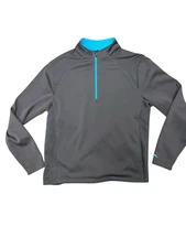 Slazenger Quarter Zip Pullover Gray Blue Fleece Lined Athletic Men’s Medium Golf