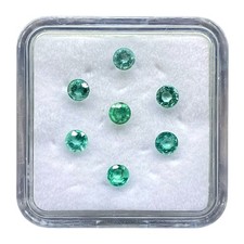 7 Pcs Natural Colombian Emerald 3.2mm Round Cut Loose Untreated Gemstones Lot