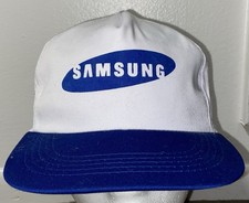 Vintage 90s Samsung White Blue Screen Printed Classic Logo Snapback Hat