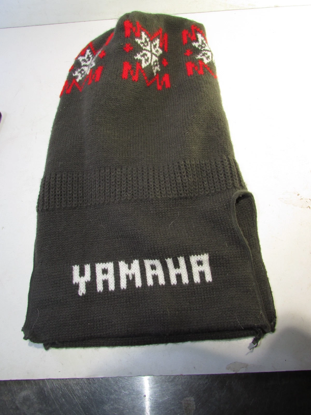 VINTAGE Yamaha Knit Snowmobile Facemask Hat Stocking Cap Adult 80s RARE COLOR