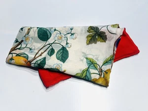 Foulard vintage Gucci V. Accornero 100% soie rouge blanc imprimé fruits