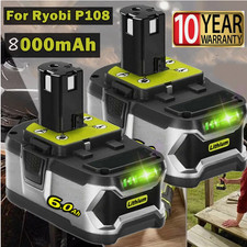 8Ah 12Ah 18V Battery For Ryobi One Plus P108 Li-ion RB18L50 RB18L40 P104 Charger