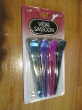 1995 Vidal Sassoon 4 pack 4in Colorful Sectioning Clips #17201 NOS