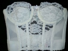 Vintage Victorias Secret Gold Label White Floral Lace Corset Bustier Bra 34B NWT
