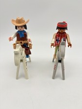 Playmobil 1974 Geobra Native American Western Cowboy With Painted Horses VTG