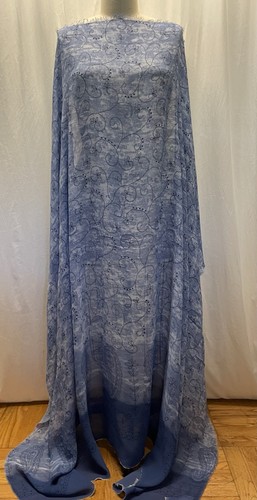 100% Rayon Georgette Blue Ombre Color W/Paisley Design Fabric By The Yard 56" W - Picture 3 of 14