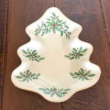 Vintage Lenox Christmas Tree Candy Dish &ndash; Holiday Porcelain Serving Dish