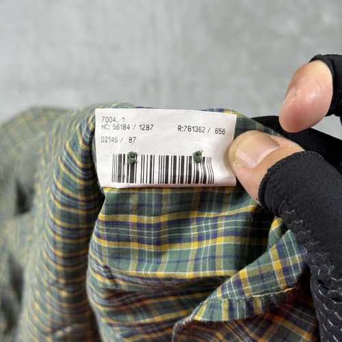 Thomas Burberry Shirt Mens Small Green Yellow Blue Plaid Button Down Logo Pocket - Picture 8 of 8