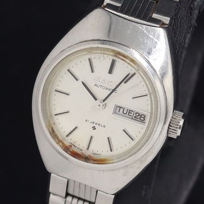 Seiko Running 2706-0090 Automatic Silver Dial Day Date 21 Jewels Damen Armban...