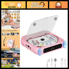 Bluetooth Portable CD Player, Rechargeable for Home/Car, HiFi Speakers, LCD Scre