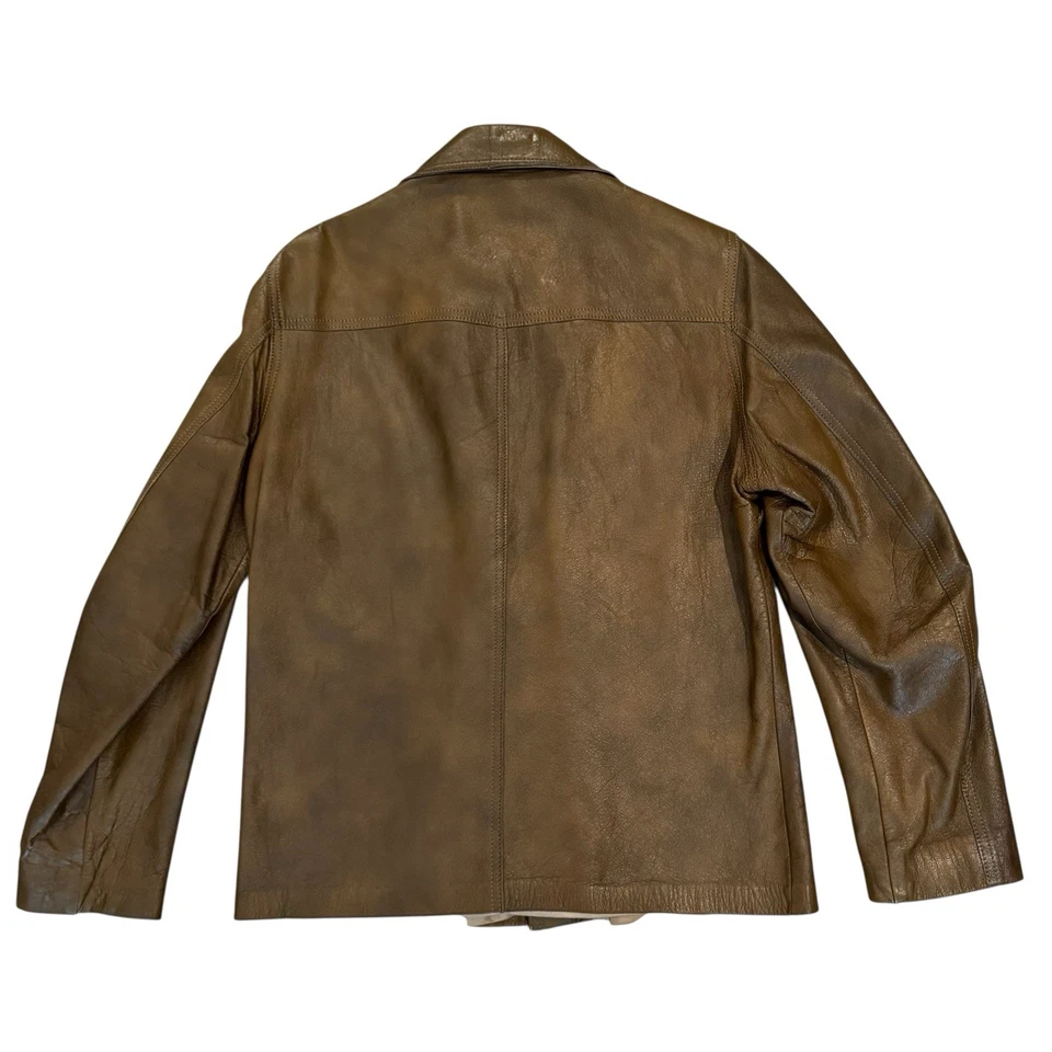 vintage 70s scully men’s leather jacket shirt brown western size 40 medium - Image 3 of 4