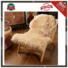 Genuine Australian Sheepskin Rug Light Brown 2ft x 3ft Luxury Fur Area Rug