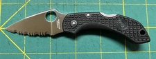 Spyderco Dragonfly Clipit AUS-8 Serrated Lockback Knife Black