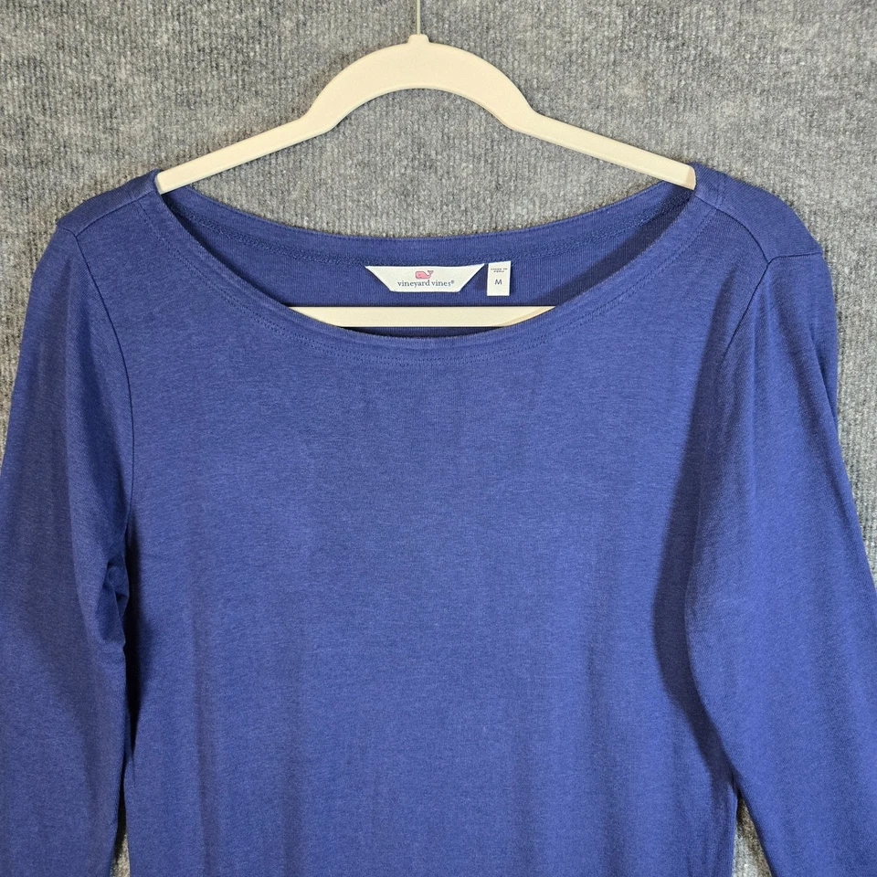 Vineyard Vines T 恤女式 M 深蓝色棉船领海滩航海 — 第 2/4 张图片