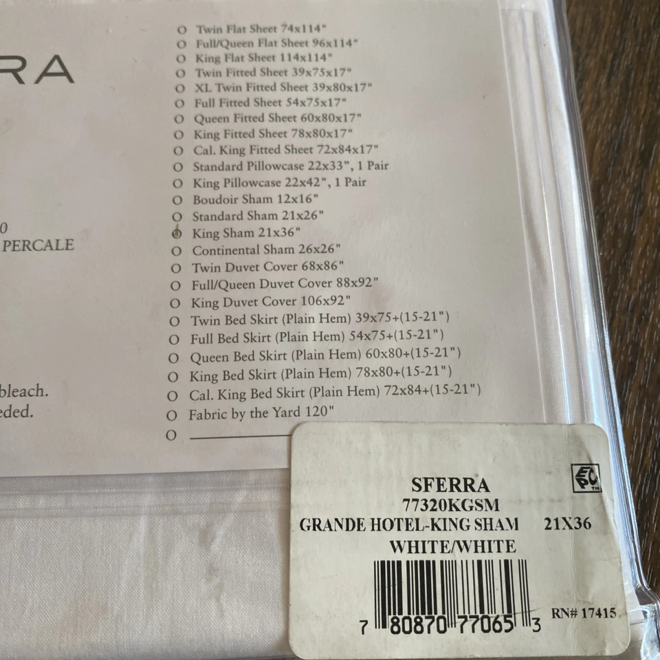 Sferra Grande Hotel -King Shams 21x36 Branco/Branco 2 Peças - Imagem 3 de 4