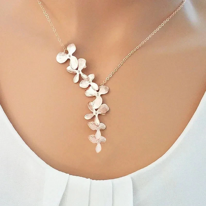 COLLANA DONNA VINTAGE ARGENTO FIORE ELEGANTE GIROCOLLO MODA FESTA NOZZE - Immagine 4 di 4