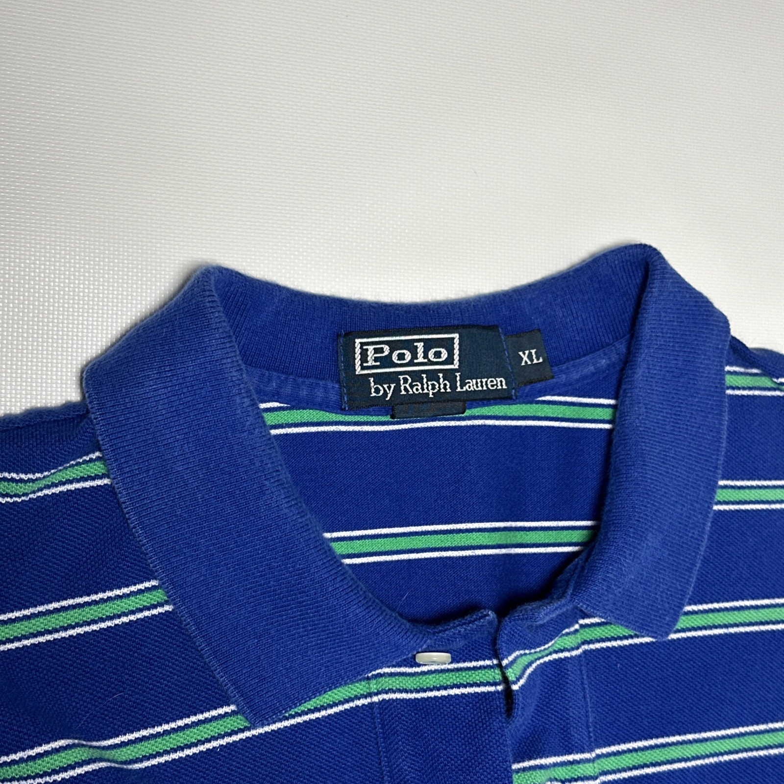 Polo Ralph Lauren camicia uomo XL blu verde righe rosso pony vintage anni 90