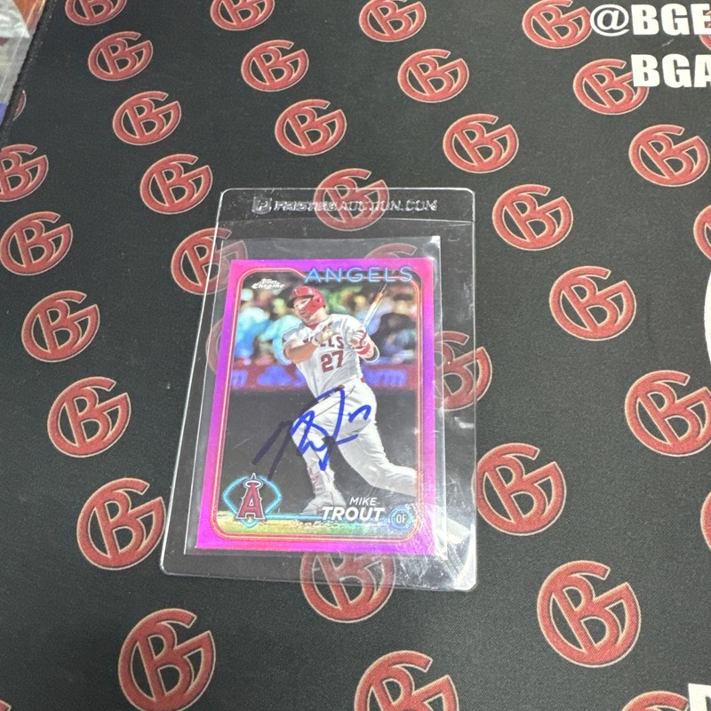2024 Topps Chrome Pink Mike Trout In Person Auto PSA Authenticated