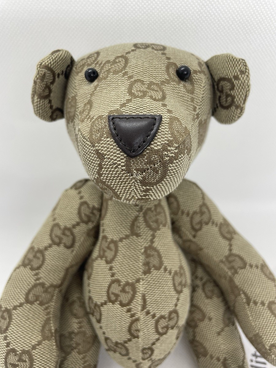 G282 GUCCI モノグラム　テディベア Gucci Teddy Bear Plush Toy GG Logo Pattern Monogram Red USED