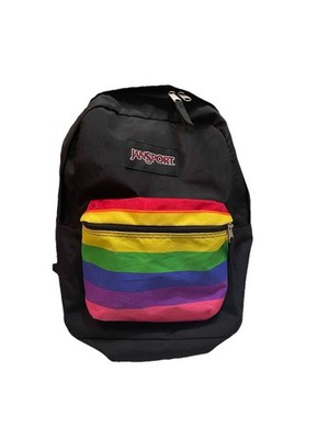 New Jansport High Stakes Rainbow Dreams Black Backpack 