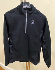Spyder Mens Black Fleece 1/4 Zip Mock Neck Pu...
